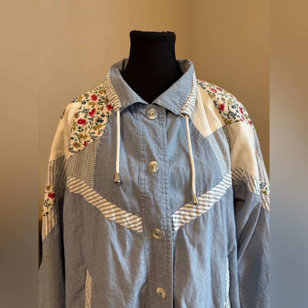 Vintage Stony Brook Floral Patchwork Denim Jacket - Picture 3 of 4